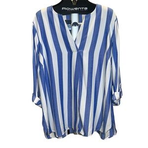 Ruby Rd. Women’s Size 1X Soft Split Neck Cabana Striped Top Vacation